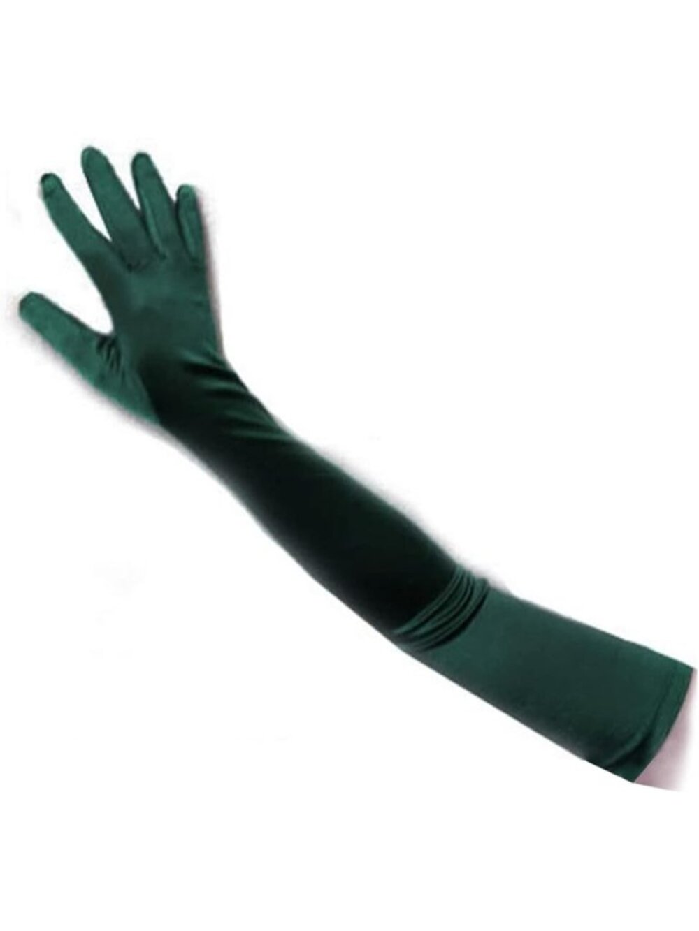 Women's Forest Green Extra Long Super Stretch Elbow Bride Quality Satin Gloves